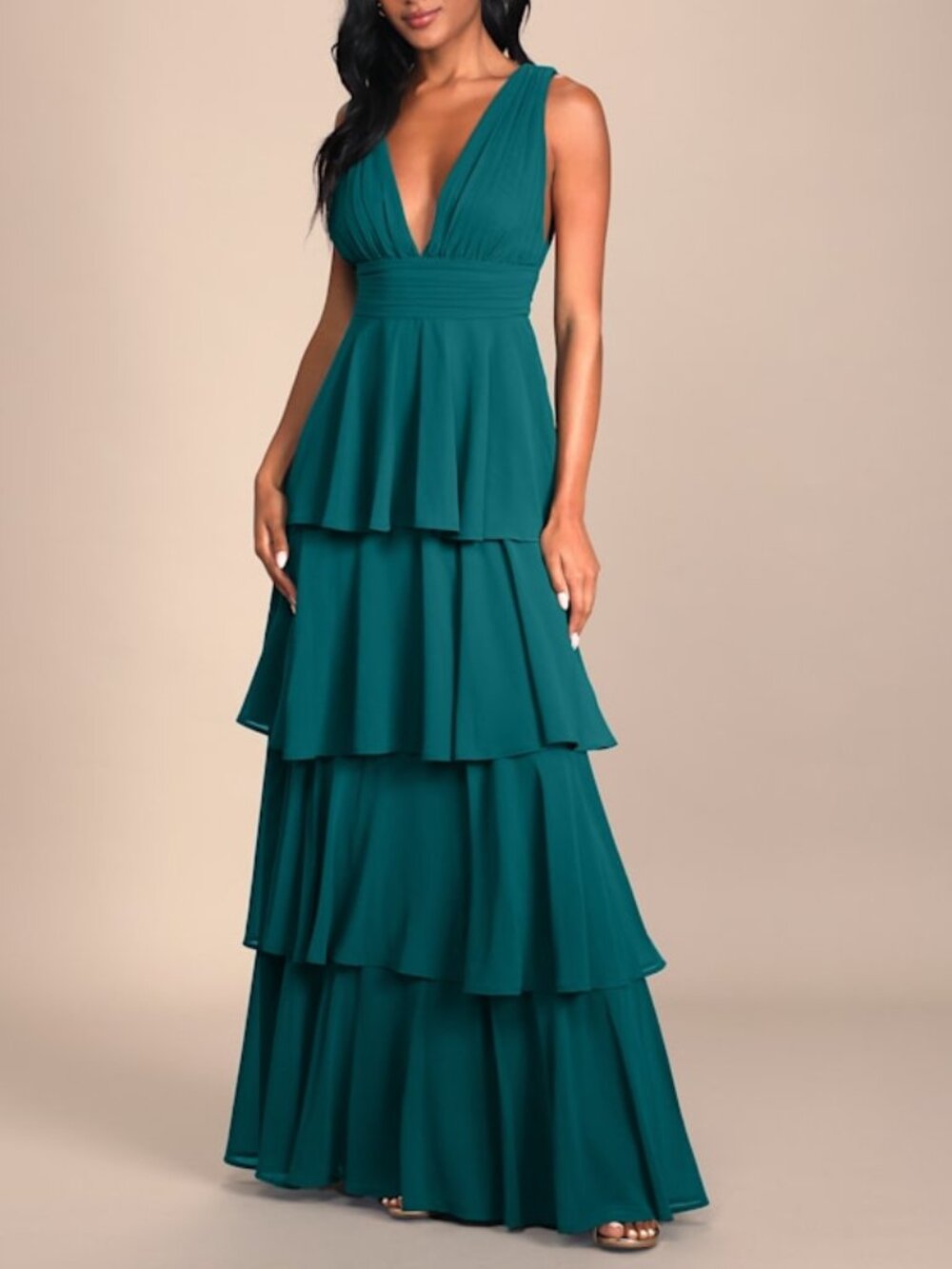 Lulus Amazing Evening Hunter Green Tiered Maxi Dress - Size M